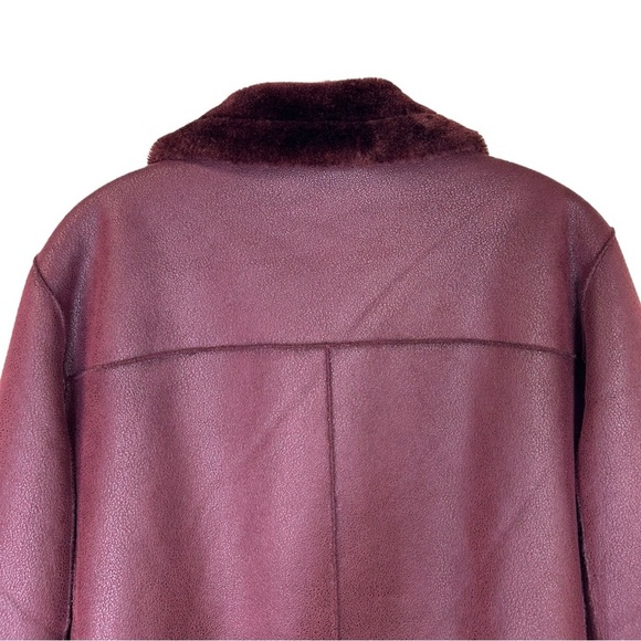 Anthropologie - Women’s ‘Costello’ Moto Sherpa Jacket, Burgundy - Red, Medium - Picture 8 of 15